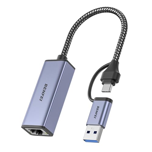 BENFEI 有線LANアダプタ USB A/C - ギガビット イーサネット アダプター、USB 3.0/C -10/100/1000Mbps 高速 RJ45 ギガビットイーサネット LAN ネットワークアダプター MacBook Pro 2022/2021/2020、MacBook Air などに対応 画像1