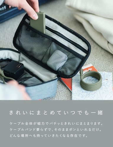 CIO スパイラルケーブル CtoC (Type-C/USB-C) 急速充電 磁石 マグネット吸着 充電ケーブル PD 240W データ転送 480Mbps 形状記憶 (01：ライトブラック, 1m) 中間 画像