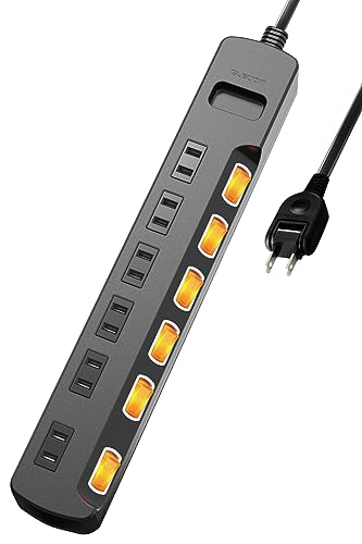 エレコム 電源タップ 6個口 3m 雷ガード 個別スイッチ ほこりシャッター付 耐熱 PSE技術基準適合 ブラック T-K6A-2630BK 1枚目 画像