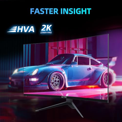 KTC 27インチ WQHD 180Hz 1ms カーブゲーミングモニター 1440P 144Hz モニター 132% sRGB HVA FreeSync DisplayPort/HDMI/USB VESA コンピューターモニター ゲーマー用 (DP ケーブル付属) 中間 画像