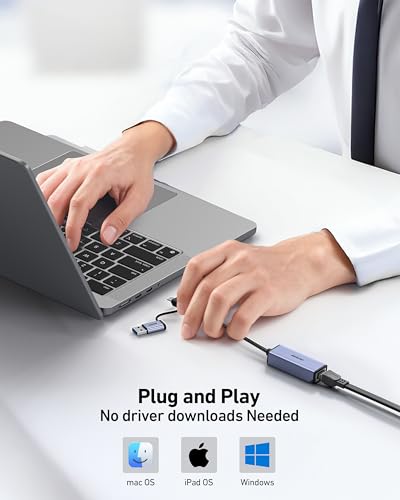 BENFEI 有線LANアダプタ USB A/C - ギガビット イーサネット アダプター、USB 3.0/C -10/100/1000Mbps 高速 RJ45 ギガビットイーサネット LAN ネットワークアダプター MacBook Pro 2022/2021/2020、MacBook Air などに対応 中間 画像