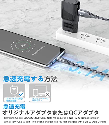 USB Type C ケーブル【2M/2本セット】Sweguard USB-C & USB-A 3.1A USB C ケーブル【QC3.0対応 急速充電】 タイプc 充電 iPhone17 16/iPhone 15 Pro MAX, iPad Pro,Samsung Galaxy S25 /S24/S23/S22/S21/S20,Sony,Xiaomi,Pixel,Type-c機種対応(灰) 中間 画像