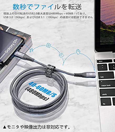 タイプc ケーブル 2M/2本セットPD対応 60W急速充電(USB C&USB C ケーブル) iPhone17 16 15 充電器 Type-c アイフォン16 15/いphone16 15 pro Max,iPad Pro/Air/mini6,MacBookPro,Samsung Galaxy S25/S24/S23/S22/S21/S20/S10/S9,Pixel等Type-c機種対応-灰 中間 画像