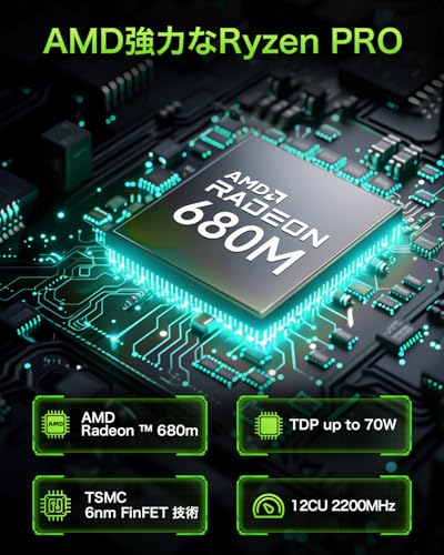 【ゲーミング最強ミニPC】 GMKtec ミニPC AMD Ryzen7 PRO 6850H搭載 【96GB DDR5 +4TB SSD （拡張可能）】Oculink 搭載 USB4.0*2 Windows11 Pro WiFi6 デュアル2.5G LAN HDMI2.1(8K@60Hz) 4画面出力 GMKtec NucBox M7 DDR5 32GB+1TB SSDミニpc ゲーミング 高性能 中間 画像