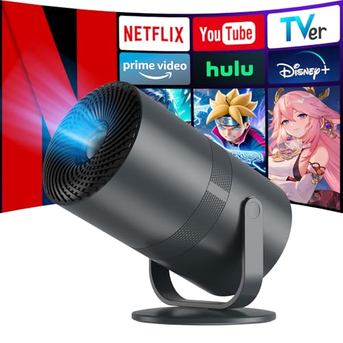 YINCODI プロジェクター 家庭用【業界初超小型＆軽量・Android TV 搭載・270°回転】 プロジェクター 小型 25000lm 1080P 天井投影 WiFi6 Bluetooth5.4 自動台形補正 Hi-Fiスピーカー 50%ズーム機能 ホームシアター 操作簡単 静音 PC/スマホ/Switch/DVD/PS機など接続可能 日本語取扱説明書 (グレー) 画像1