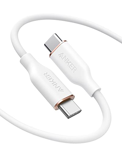 Anker PowerLine III Flow USB-C & USB-C ケーブル Anker絡まないケーブル 240W 結束バンド付き USB PD対応 シリコン素材採用 iPhone 17 / 16 / 15 Galaxy iPad Pro MacBook Pro/Air 各種対応 (1.8m クラウドホワイト) 1枚目 画像