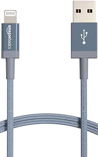 Amazonベーシック USB-A -ライトニングケーブル ナイロン iPhone充電 Apple MFi認証 iPhone 14/13/13 Pro/12/SE(第2世代)/iPad 各種対応(ダークグレー 1.8m) 1枚目 画像