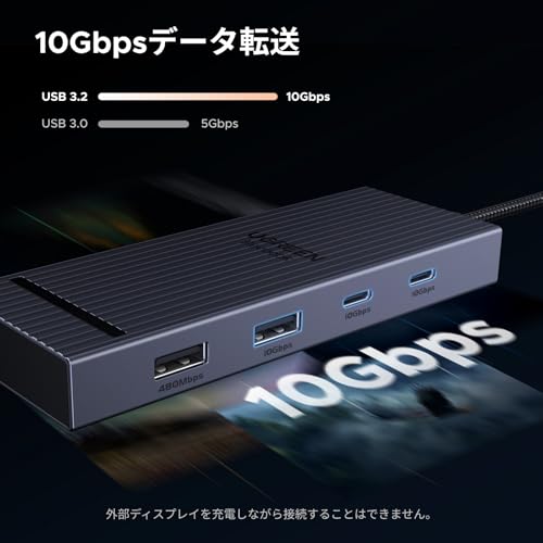 UGREEN Revodok Pro USB-C ハブ Type-c 8-in-1 100W PD急速充電 10Gbps高速データ転送 HDMI出力 4K@60Hz 2*USB A/C microSD＆SDカードスロット搭載 MacBook Pro/Air/iPad Pro/XPS/Thinkpadなどに対応 中間 画像