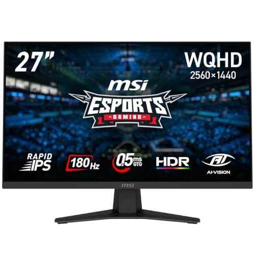 MSI ゲーミングモニターMAG 274QF 27インチ/WQHD/RAPID IPSパネル/180Hz/0.5ms（GTG、最小値）/HDMI/DP/Adaptive-Sync/HDR/AIビジョン/メーカー3年保証 画像1