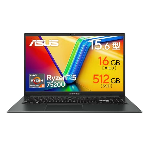 【Amazon.co.jp限定】 ASUS ノートパソコン Vivobook Go 15 E1504FA 15.6インチ Ryzen 5 7520U メモリ16GB SSD512GB WPS Office搭載 Windows11 バッテリー駆動11.7時間 重量1.63kg ミックスブラック E1504FA-BQ366W 画像1