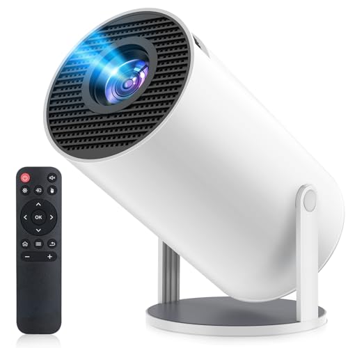 プロジェクター 家庭用【2026年進化モデル・27000LM・4K対応】超小型 270°回転 高輝度 1080P 天井投影 Wi-Fi6大画面 Android TV搭載 Bluetooth5.4 HiFiスピーカー 自動台形補正 ズーム機能 短距離投影 軽量 IOS/Android/パソコン/DVD/PS機/SWITCH接続可 プレゼントに最適 モバイル ホームプロジェクター(ホワイト) 1枚目 画像