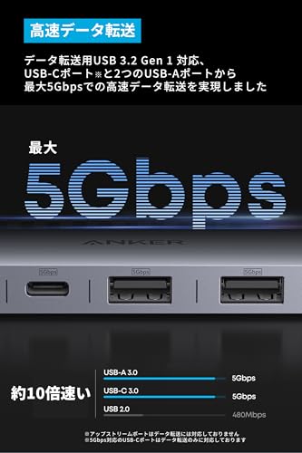 Anker Nano USB-C ハブ(7-in-1, 4K, HDMI) HDMIポート4K 60Hz対応、5Gbps 高速データ転送 USB-Cポート、USB-Aポート搭載 中間 画像