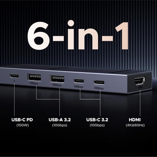 UGREEN Revodok USB-C ハブ 6in1 100W USB PD対応 4K 60Hz 10Gbps 高速データ転送 HDMIポート USB C 3.2 & USB-A 3.2 MacBook Pro/Air、iPad Pro、Thinkpad Rog Ally などに対応 最後 画像
