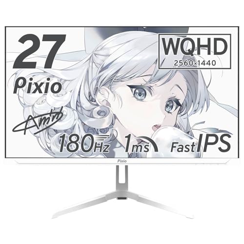 Pixio PX278 WAVE White ゲーミングモニター 27インチ 180Hz WQHD ホワイト 白 かわいい 1枚目 画像