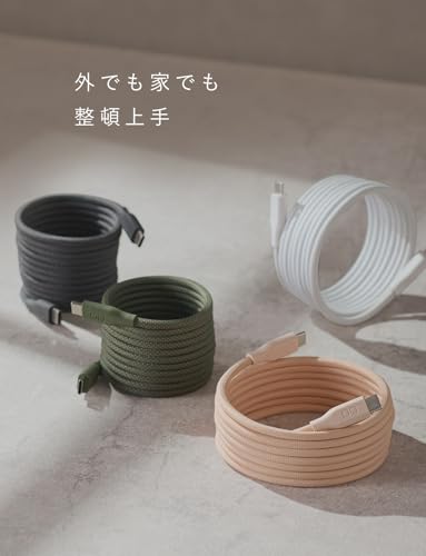 CIO スパイラルケーブル CtoC (Type-C/USB-C) 急速充電 磁石 マグネット吸着 充電ケーブル PD 240W データ転送 480Mbps 形状記憶 (02：ナチュラルホワイト, 2m) 最後 画像
