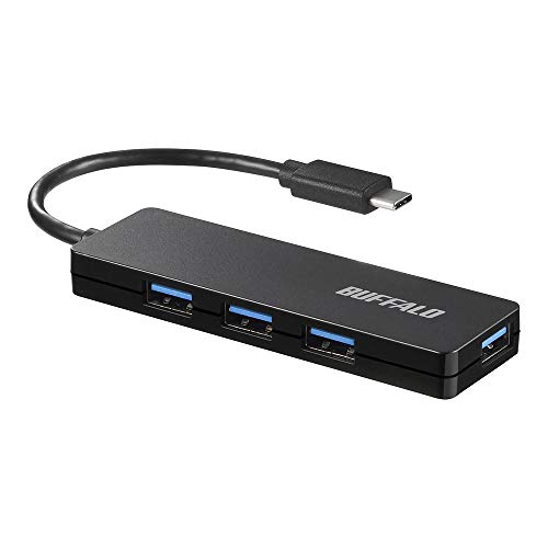 バッファロー BUFFALO USB ハブ PS5 iMac MacBook Air / Pro 対応 TypeC USB3.1 Gen1 4ポート バスパワー ブラック スリム設計 軽量 リモート テレワーク 在宅勤務 BSH4U125C1BK 1枚目 画像