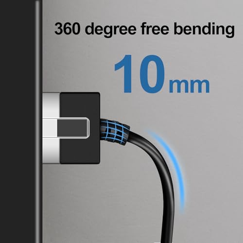 Dutevolns 細い 柔らかい Cat6A イーサネットケーブル 90°右に傾斜している5m、超薄型 Cat6 Rj45 LAN ギガビット、高速10Gbps 550Mhzケーブル、対応 PC、ルーター、PS4、PS5用（白） 最後 画像