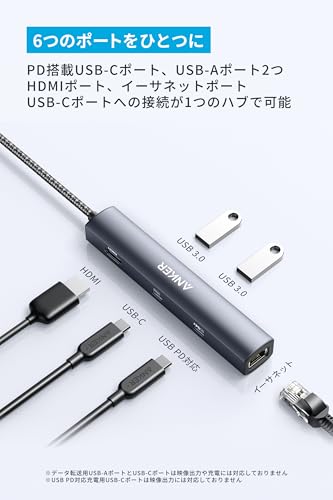 Anker PowerExpand 6-in-1 イーサネット ハブ PD 65W USB-Cポート 4K HDMIポート 1Gbpsイーサネットポート USB3.0ポート搭載 MacBook Pro, MacBook Air, iPad Pro用 最後 画像