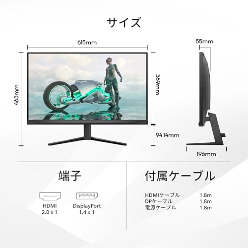 【Amazon.co.jp 限定】PHILIPS EVNIA ゲーミングモニター (27インチ/180Hz/フルHD/Fast IPS/超高速0.5ms/5年保証/AMD FreeSync及びG-Sync Compatible対応/FPS向け/HDR10/HDMI2.0×1、DP1.4×1 /フリッカーフリー/ブルーライト軽減/電源内蔵) 27M2N3200L/11 最後 画像