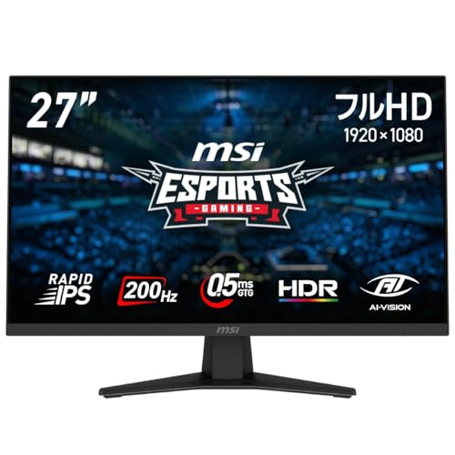 【Amazon.co.jp限定】MSI ゲーミングモニター MAG 274F 27インチ/フルHD/RAPID IPSパネル/200Hz/0.5ms（GTG、最小値）/HDMI 2.0b/DP1.2a/Adaptive-Sync/HDR/AIビジョン/メーカー3年保証 画像1
