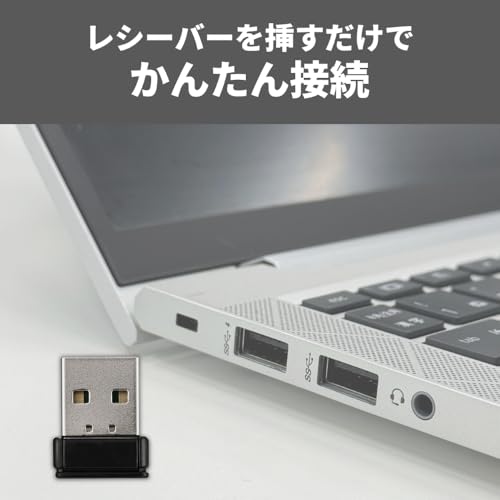 バッファロー ワイヤレス 無線 ミニ キーボード 薄型 持ち運び USB レシーバー付属 日本語 ブラック BSKBW355BK 中間 画像