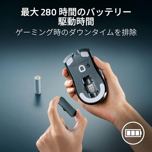 Razer レイザー Viper V3 HyperSpeed つかみ持ちにもつまみ持ちにも最適な軽量ワイヤレスゲーミングマウス HyperSpeed Wireless 電池式 Focus Pro 30K オプティカルセンサー 最大280時間のバッテリー持続時間 第2世代 メカニカルマウススイッチ DPIコントロール搭載 バイパー ブイスリー ハイパースピード 【日本正規代理店保証品】 中間 画像