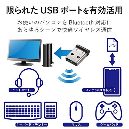 エレコム Bluetooth USB アダプタ USB-Aコネクタ Class2 Bluetooth4.0 超小型 省電力 EDR/LE対応 [Windows 11/10/8.1/8/7 対応] ブラック LBT-UAN05C2 最後 画像