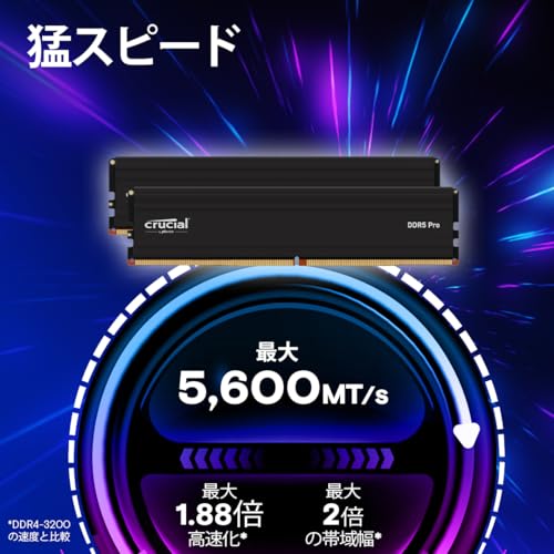 Crucial(クルーシャル) PRO (マイクロン製) デスクトップ用メモリ 32GBX2枚 DDR5-5600 制限付無期限保証 CP2K32G56C46U5【国内正規代理店品】 最後 画像
