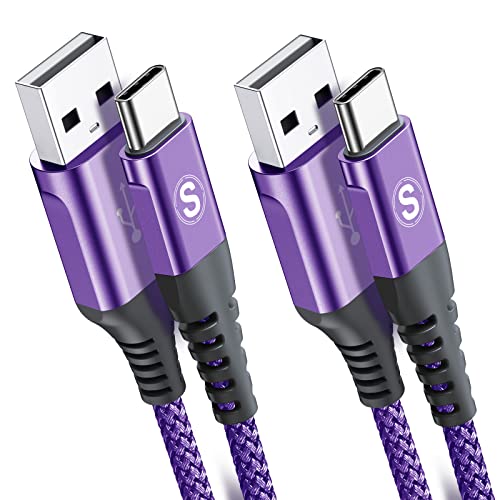 USB Type C ケーブル【2M/2本セット】Sweguard USB-C & USB-A 3.1A USB C ケーブル【QC3.0対応急速充電】タイプc 充電 iPhone17 16/iPhone 15 Pro MAX, iPad Pro,Samsung Galaxy S25/S24/S23/S22/S21/S20/S10,Pixel,usb type-c機器と互換性があり (紫) 画像1