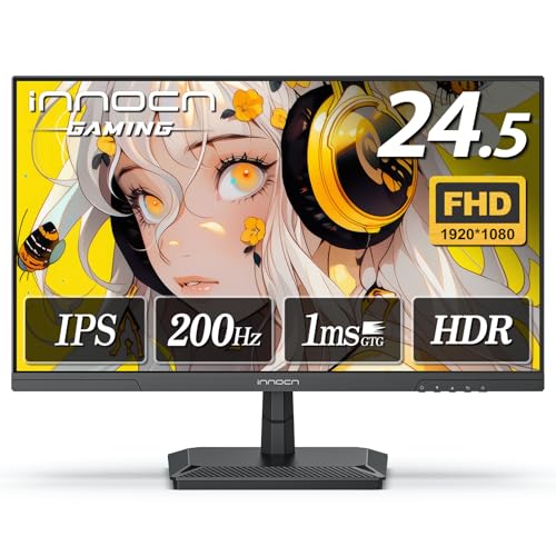 INNOCN ゲーミングモニター 24 .5インチ モニター 200Hz 180Hz フルHD IPSパネル 1MS応答速度 VRR対応 HDMI2.0/DP1.4 AdaptiveSync対応 傾き調整 非光沢 ディスプレイ VESA 100*100mm (HDMIケーブル付き) 25G2G （スピーカない） 1枚目 画像