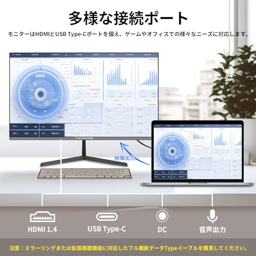 Minifire 24インチ USB-C 120Hz モニター IPS スピーカー内蔵 HDR10 Adaptive Sync VESA対応 フレームレス Type-C/HDMI スピーカー付 チルト調節可 ビジネス用 五年保証(USB Type-Cケーブル付-MF24X3C) 中間 画像
