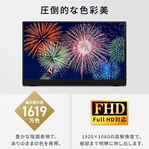【Amazon.co.jp限定】アイリスオーヤマ モバイルモニター 15.6inch FHD スピーカー内蔵 (365日24時間サポート 国内サポート) DP-FF164S-B 中間 画像