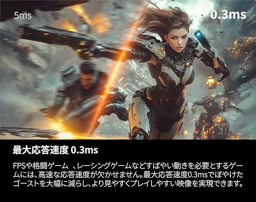 【Amazon.co.jp 限定】AOC ゲーミングモニター 27インチ, 最大260hz, WQHD/2560x1440, 応答速度0.3ms(MPRT), Fast IPS, HDMI2.0x2/ DP1.4x1, Adaptive Sync対応, HDR400認証, 高さ調節, FPS向け, PS5/Switch対応, 縦横回転, ケーブル付属, 3年保証 Q27G4Z/11 中間 画像