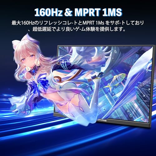 Minifire ゲーミングモニター 24インチ 160Hz 4000：1コントラスト比 NTSC72% HDR 300cd/m² Adaptive Sync FHD 16.7M(8 bits) VESA 75*75mm DP1.4 HDMI ポート (HDMIケーブル付属、MFG24F4Ｍ) 中間 画像