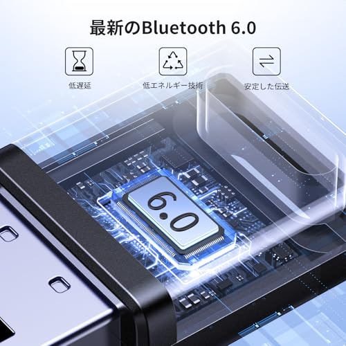UGREEN Bluetooth 6.0アダプタ、PC用、USB bluetoothドングルレシーバー、EDR&BLEモード、Windows 11/10/8.1対応、プラグ&プレイ、ヘッドフォン/キーボード/マウス/スピーカー/プリンタなど対応 紛失防止 最後 画像