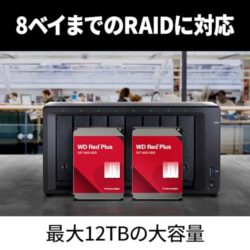 【Amazon.co.jp 限定】Western Digital ウエスタンデジタル WD Red Plus 内蔵 HDD 8TB CMR 3.5インチ SATA 5400rpm キャッシュ64MB NAS メーカー保証3年 WD80EFPX-AJP エコパッケージ 【国内正規取扱代理店】 中間 画像