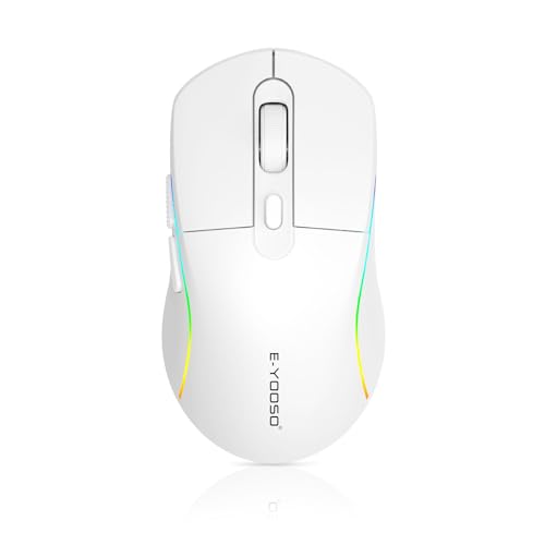 e元素ワイヤレスゲーミングマウス 10000DPI トリプルモード(2.4GHz/BT5.1/USB-C有線) RGBバックライト 6つのプログラマブルボタン 人間工学充電式 PC/Mac/PS/Xbox対応 ホワイトの外観・全体像 画像