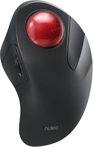 Nulea M505 無線 トラックボールマウス 人差し指操作 エルゴノミクス設計 5段階DPI調整可 充電式 大容量バッテリー 進む/戻るボタン搭載 最大3台接続 精密 スムーズ操作 Bluetooth 2.4GHz両対応 Windows/Mac対応 赤色 画像1