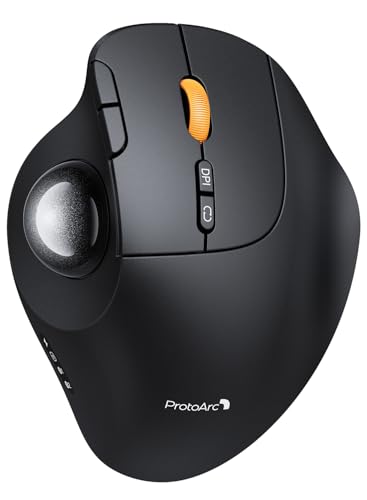 【2026年最新型】ProtoArc EM02 トラックボールマウス 静音 角度調整可能 Bluetooth & 2.4GHz 3台同時接続 ワイヤレスマウス エルゴノミクス USB-C充電式 5段階DPI切替 親指操作 進む/戻るボタン Windows/Mac/iOS/Android対応 黒 画像1