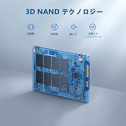 Vansuny 内蔵SSD 512GB SATA III SSD 2.5 インチ内蔵ソリッド ステート ドライブ 高度な 3D NAND フラッシュ 最大 550MB/秒の PC ラップトップ用ハード ドライブ 中間 画像