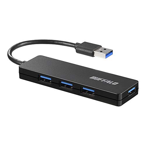 バッファロー USB ハブ USB3.0 スリム設計 4ポート バスパワー 軽量 Windows Mac PS4 PS5 Chromebook 対応 テレワーク 在宅勤務 BSH4U125U3BK 1