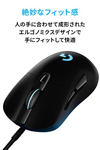 【Amazon.co.jp限定】 Logicool G ゲーミングマウス G403h HERO 有線 軽量 87g ゲーミング マウス 有線マウス 25Kセンサー エルゴノミクス LIGHTSYNC RGB PC windows mac G403 ブラック 国内正規品 ※Amazon限定 壁紙ダウンロード付き 中間 画像