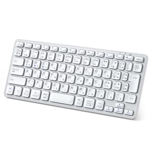 iClever ワイヤレスキーボード Bluetooth＆2.4G 無線 キーボード 充電式Type-C 静音 小型 薄型 JIS基準 日本語配列 軽量 パンタグラフ式 3つデバイス自由に切替え デュアルモード 持ち運び パソコンPC iPad スマホ用 Windows Mac iOS Android対応 日本語説明書 シルバーホワイト 白 DK02 画像1