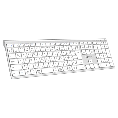 iClever キーボード ワイヤレス Bluetooth 2.4GHz JIS日本語配列 デュアルモード フルサイズ マルチペアリング テンキー付き 3台同時接続 充電式 Type-C 静音 薄型 軽量 パンタグラフ式 PC iPad Windows/Mac/iOS/Android対応 DK03 (シルバーホワイト) 1枚目 画像