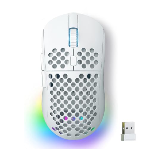 DIERYA Falcon M1 ワイヤレスゲーミングマウス 無線 24000DPI 180時間駆動 超軽量90g 6ボタンカスタマイズ RGB 2.4G/BT5.2/USB-C 有線 ホワイト 画像1