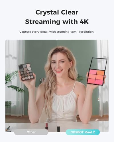 OBSBOT MEET 2 4K Webカメラ ウェブカメラ AI搭載 4800万画素 HDR 位相差検出AF フィルター加工 ノイズ低減マイク ライブ配信 ビデオ通話 PC Mac Windows (グレー) 中間 画像