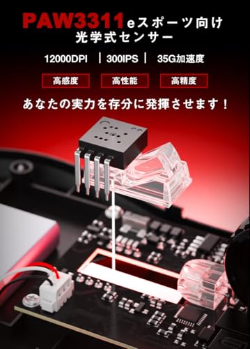 フィリップス ゲーミングマウス 無線 マウス 超軽量 52g 3モード接続 bluetooth/2.4GHz/ USB-C有線 1ms応答速度 12000DPI ６段階調節 ワイヤレス Type-C充電式 6個プログラムボタン エルゴノミクス fps用 低遅延 高耐久 PC Windows Mac ゲームと仕事両用 Philips Evnia Gaming Mouse SPK9418 中間 画像