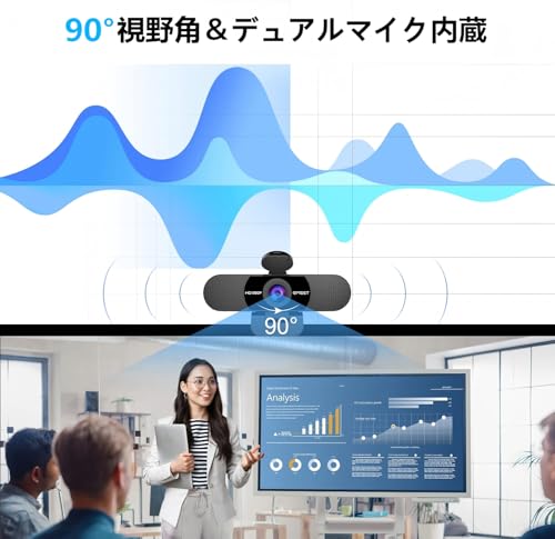WEBカメラ EMEET C960 三脚付き ウェブカメラ HD1080P 90°広角 パソコンカメラ 内蔵マイク USB接続簡単 自動光補正 高さ調節 プライバシーカバー 会議用/授業用/ビデオ通話/生放送 Youtube, Skype, Facebook, zoom, Facetimeなど対応 中間 画像