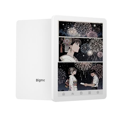 Bigme カラー電子リーダー、電子書籍リーダー6インチ電子インクスクリーン電子書籍リーダーデジタル電子ペーパータブレット、アンドロイド14、4 GB+64 GB付き、調節可能なヘッドランプ電子書籍リーダー装置、音声読み物翻訳機と録音付きホワイトの外観・全体像 画像