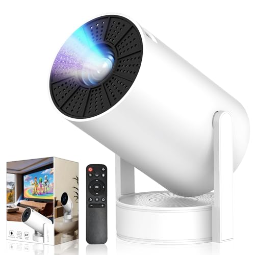 プロジェクター 家庭用 小型【2026音質強化バージョン・外部スピーカー・HDR高ダイナミック画質】270°回転 高輝度 1080P 天井投影 Wi-Fi6 大画面 Android TV搭載 Bluetooth5.4 HiFiスピーカー 自動台形補正 ズーム機能 短距離投影 軽量 静音 HDMI/スマホ/PC/DVDなどに対応 プレゼントに最適 ホームシアターの外観・全体像 画像